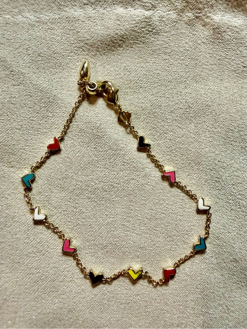 Kendra Scott Gold Chain Bracelet with Multi-Color Enamel Hearts